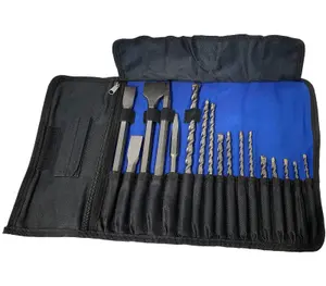 17 Piece SDS Plus Drill Bit Set Bullet Cold Flat Chisel Set Tool Roll Fit Makita