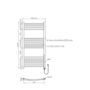 Rinse Bathrooms Prefilled Electric Curved Heated Towel Rail Radiator for Bathroom Kitchen White 1000x500mm - 200W