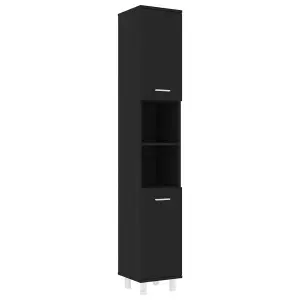 Berkfield Bathroom Cabinet Black 30x30x179 cm Engineered Wood