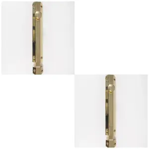 2 PACK - Surface Mounted Flat Sliding Door Bolt Lock 202mm x 36mm Polished Brass