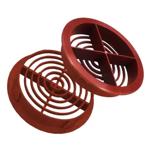 Pack of 4 Brown Plastic 68mm Round Soffit Air Vents Push in Roof and Eave Circular Mesh Air Vents