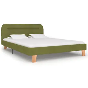 Berkfield Bed Frame with LED Green Fabric 135x190 cm 4FT6 Double