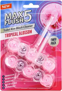 Tropical Blossom Pack of 12 Toilet Rim Block Cleaner Twin Pack Anti-Limescale, Foaming Cleaning Action, Lasts Up to 4 Weeks