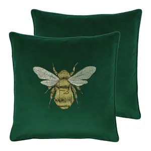 Hortus Square Scatter Cushion (Set of 2) Emerald