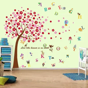 Walplus Combo Kids Huge Pink TreeWall Sticker + Alphabet PVC