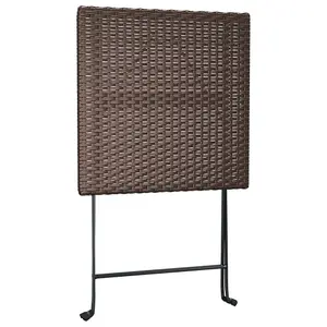 Berkfield Folding Bistro Table Brown 55x54x71 cm Poly Rattan