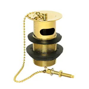 Gold Traditional Luxury Bathroom Sink Basin Waste Plug & Chain Slotted