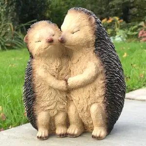 Holly & Harry Hugging Hedgehogs with removable Hedge-Hugs sign