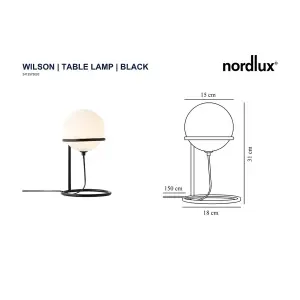 Nordlux Wilson Indoor Living Dining Bedroom Table Lamp In Black (Diam) 15cm