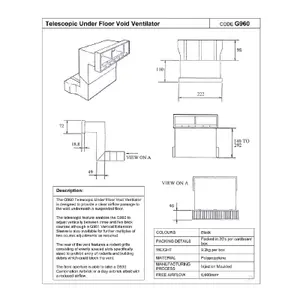 Telescopic Adjustable Underfloor Cavity Wall Vent with Blue/Black Airbrick