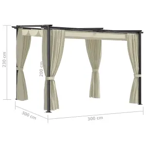 Berkfield Gazebo with Curtains 3x3 m Cream Steel