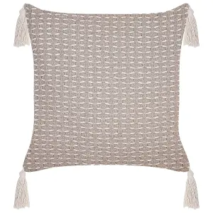 Set of 2 Cushions HAKONE 42 x 42 cm Geometric Taupe