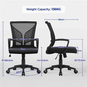 Yaheetech 2pcs Adjustable Swivel Office Chair with Lumbar Support - Black