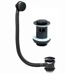 Matt Black Basin And Bath Plug Waste Pack