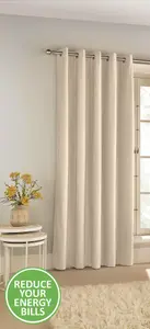 Enhanced Living 100% Blackout Thermal Cream Velvet Chenille Eyelet Door Curtain Single 66 x 84 inch (168x214cm)