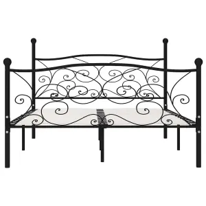 Berkfield Bed Frame with Slatted Base Black Metal 160x200 cm