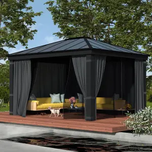 Palram - Canopia Dallas Grey Rectangular Gazebo, (W)4.26m (D)3.64m - Assembly required