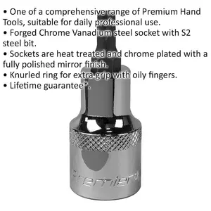 Premium T30 TRX Star Socket Bit - 1/2" Drive with S2 Steel and Knurled Grip