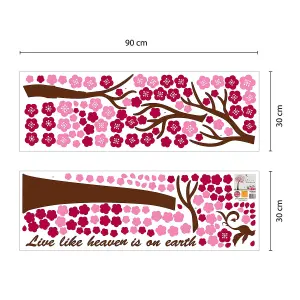 Huge Pink Cherry Blossom Flowers Tree Wall Stickers art Mural Children Wallpaper Stock Clearance