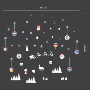 Special Xmas Bubbles and Village Scene Christmas Wall Stickers Living room DIY Home Decorations