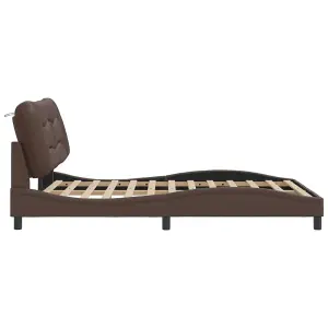 Berkfield Bed Frame with LED without Mattress Brown 140x200 cm