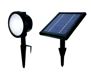 GoodHome poplar Black Solar-powered 140lm Integrated LED Outdoor Spotlight