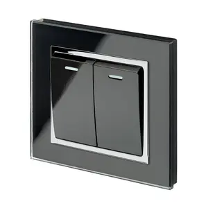 Crystal CT 2 Gang Rocker Light Switch  Black Black