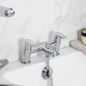 Bristan Divine Polished Chrome effect Surface-mounted 2 Tap Hole Shower mixer Tap