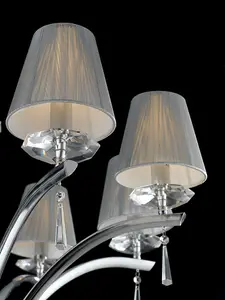 Luminosa ORCHESTRA 5 Light Chandeliers with Shades Chrome, K9 Crystals With Fabric 60x50cm