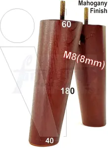 Wood Legs Mahogany 180mm High Set Of 4 Replacement Angled Furniture Legs Set Of 4 Sofas Chairs Stools M8