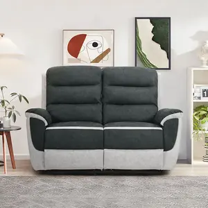 Comfy Living Two Tone Contrast Fabric Recliner Sofa Set- 3 Seater Sofa And 2 Seater Sofa