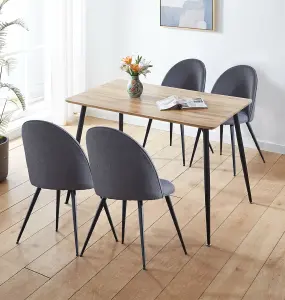 Hallowood Furniture Cullompton Small Rectangular Dining Table 120cm with 4 Dark Grey Curved Back Chairs