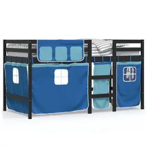 Berkfield Kids' Loft Bed with Curtains without Mattress Blue 90x200 cm