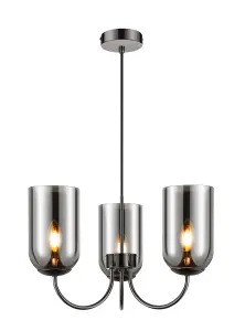 GoodHome Salford Round Black Chrome effect 3 Lamp LED Pendant ceiling light, (Dia)470mm