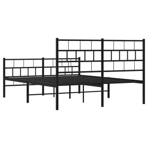 Berkfield Metal Bed Frame with Headboard and Footboard Black 135x190 cm