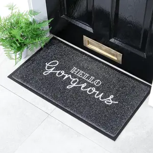 Black Hello Gorgeous Doormat (70 x 40cm)