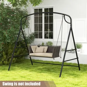 Costway Patio Metal Swing Stand Heavy-Duty A-Shaped Porch Swing Frame w/ Double Side Bar