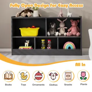 Costway Kids Storage Shelf Unit 5-Cubby Wooden Children Bookcase Toy Storage Organizer