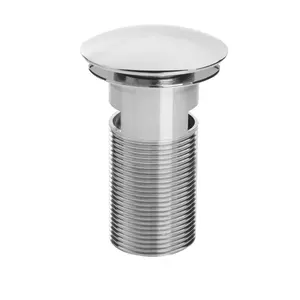 Round Clicker 6.6cm Chain and Stopper Waste Bathroom Sink Drain With Overflow Chrome