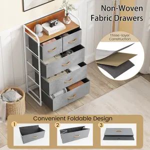 Costway Chest of Drawer with 5 Foldable Drawers Storage Tower