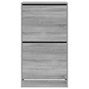 Shoe Cabinet with 2 Flip-Drawers Grey Sonoma 60x42x108 cm