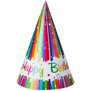 Unique Party Joyeux Anniversaire Party Hats (Pack of 8) Multicoloured (One Size)