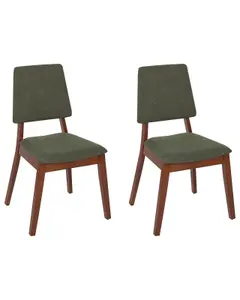 Set of 2 Dining Chairs MERRILL Rubberwood Dark Green