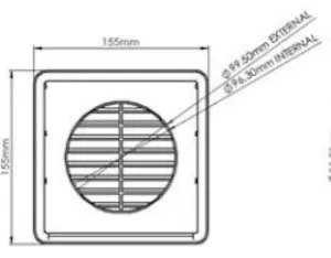 100mm Louvered Grille with Flyscreen (4" Spigot)