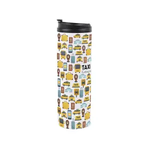 Taxi Driver Travel Mug - Novelty Driver Gift Stainless Steel Vacuum-Sealed Double-Walled Hot/Cold Drinks Travel Flask