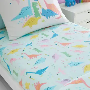 Catherine Lansfield Kids Dinosaur Friends Fitted Sheet Blue