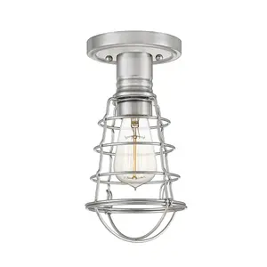 Elstead Quoizel Mixon Semi Flush Ceiling Light Brushed Nickel