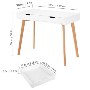 Wooden Computer Desk Dressing Table Home Office Study Bedroom With Drawers White