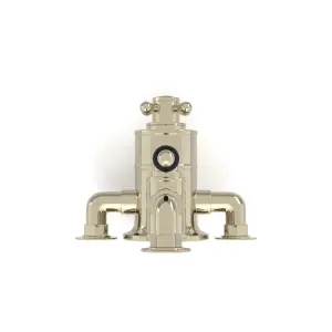 ENKI Downton English Gold Black Traditional Brass Thermostatic Twin Shower Valve with Return to Wall Bend T113