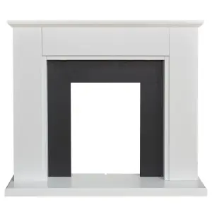 Adam Eltham Fireplace in Pure White & Black with Downlights, 45 Inch